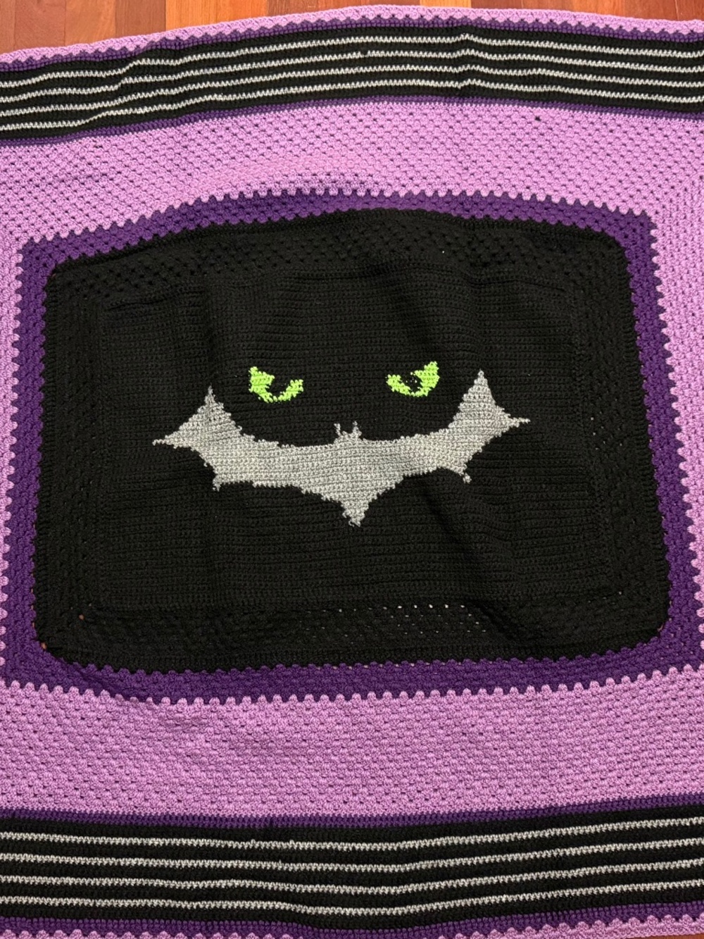 Crochet DC Catwoman Blanket 52x67 from a pattern by Nicole Mayer - XL Goth
